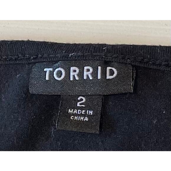 Torrid Dress Black Crochet Lace Elastic Waist Short Sleeve Sz 2X Casual Neutral - Picture 3 of 8